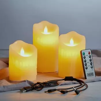 Светодиодная свеча AnnTec USB с дистанционным управлением мерцает как настоящий теплый свет без энергии поставляется со специальным дистанционным управлением яркости светодиодной свечи