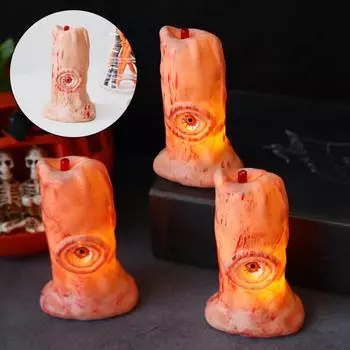 Светодиодная свеча на батарейках на Хэллоуин, беспламенная свеча в форме глазного яблока, реалистичная настольная центральная часть для Хэллоуина