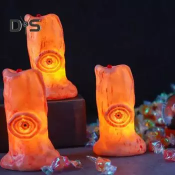 Светодиодная свеча на Хэллоуин на батарейках, беспламенная лампа-свеча в форме глазного яблока, реалистичная настольная центральная часть для украшения на Хэллоуин 1pc