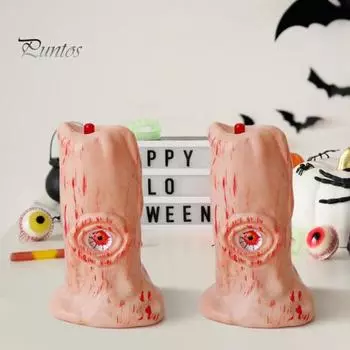 Светодиодная свеча на Хэллоуин на батарейках, беспламенная лампа-свеча в форме глазного яблока, реалистичная настольная центральная часть для украшения на Хэллоуин 1pc