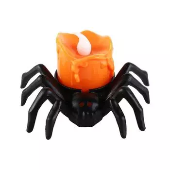 Светодиодная свеча на Хэллоуин, светящийся паук, светодиодная лампа-паук, тыква, атмосферная композиция 1pc