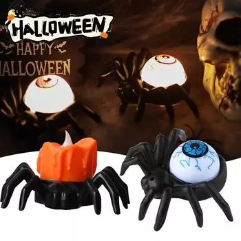 Светодиодная свеча-паук, беспламенная, на батарейках, для домашнего бара, дома с привидениями, декор для вечеринки на Хэллоуин, реквизит для ужасов, декор для Хэллоуина 1PCS
