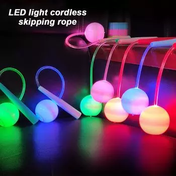 Светодиодная светящаяся беспроводная скакалка, светящийся мяч, скакалка с регулируемой длиной, портативное фитнес-оборудование для сжигания жира и коррекции фигуры розовый
