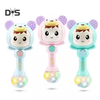 Светодиодная светящаяся ручная погремушка Музыкальный молоток для песка Мягкий прорезыватель для развития детской игрушки