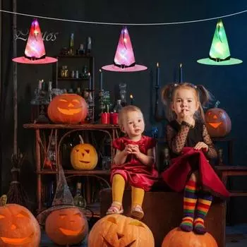 Светодиодная светящаяся шляпа ведьмы, аксессуар для косплея, светящаяся шляпа ведьмы, светодиодный головной убор для вечеринок на Хэллоуин красный