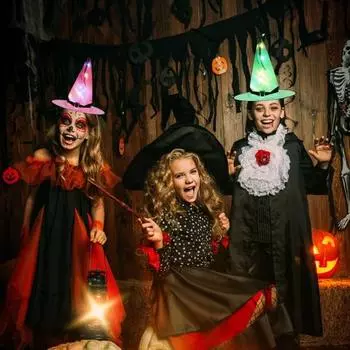 Светодиодная светящаяся шляпа ведьмы, аксессуар для косплея, светящаяся шляпа ведьмы, светодиодная подсветка красный