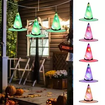 Светодиодная светящаяся шляпа ведьмы, аксессуар для косплея, светящаяся шляпа ведьмы, светодиодный головной убор для вечеринок на Хэллоуин красный