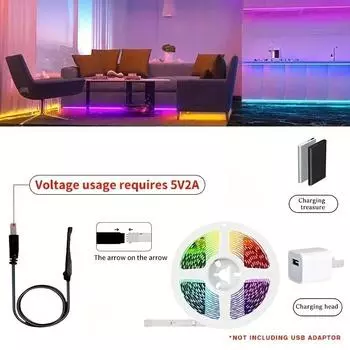 Светодиодная USB-лента с дистанционным управлением, смена цветов, 5050 RGB LED, подключение по Bluetooth, набор разноцветных световых полос, гибкие огни 1m