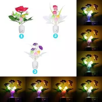 Светодиодная ваза для цветов, настенная розетка, датчик света, меняющий цвет, ночная лампа, декор 2#