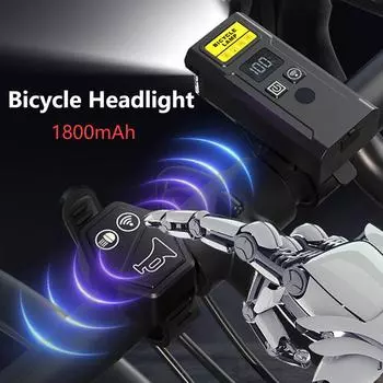 Светодиодная велосипедная фара с дистанционным управлением и звуковым сигналом, фонарик на руль велосипеда, аккумуляторная передняя фара типа C, аксессуары для велосипеда чёрный