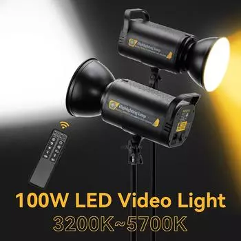 Светодиодная видеолампа 2.4G Control 100W Bi-Color COB Photography Постоянное выходное освещение Dimming 3200K-6500K Bowens Mount us