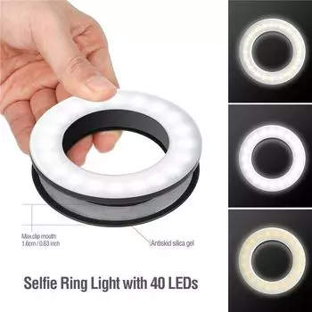 Светодиодная вспышка Ring Light 3200K-6500K Selfie Fill Lamp USB Charge для iPhone Android Huawei Клип Видео Прямая трансляция Vlog Youtube белый