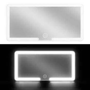 Светодиодное автомобильное солнцезащитное зеркало для туалетного столика, светодиодное сенсорное зеркало для автомобиля, 3-скоростное регулируемое автомобильное светодиодное зеркало для макияжа в салоне автомобиля белый