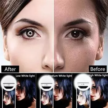 Светодиодное кольцо для селфи с зарядкой от USB, светодиодная лампа для объектива мобильного телефона, кольцо для селфи для iPhone, Samsung, Xiaomi, POCO, телефона, планшета, селфи синий