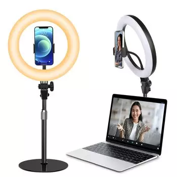 Светодиодное кольцо Yarrashop для актрисы, съемки, распространение 10 смартфонов, онлайн-веб-конференция, 10 шагов, 3 цвета, USB-подставка для смартфона, металлическое устойчивое кольцо