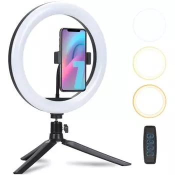 Светодиодное кольцо YUZOR 10, 3 цвета, 10 уровней, USB, высокая яркость, 360 градусов, подходит для смартфонов и веб-конференций, видеосъемка, свет, дюймы, настольный, режимы,