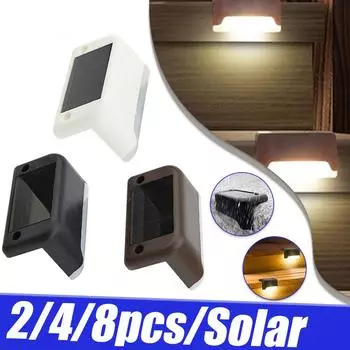 Светодиодное наружное освещение забора Солнечные палубные фонари Солнечные ступенчатые светильники Водонепроницаемый светодиод 1PCS-Warm light чёрный