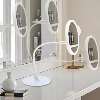 Светодиодное настольное зеркало для макияжа, вращающееся, для хранения косметики