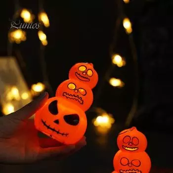 Светодиодное освещение Хэллоуин тыквенный фонарь 3-х уровневая подсветка тыквенная лампа Страшная улыбка лицо Хэллоуин фонарь для украшения входной двери крыльца оранжевый