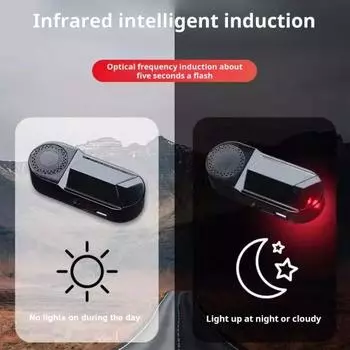 Светодиодное предупреждение на солнечной батарее, интеллектуальная подсветка, автоматический датчик высокой яркости, простое включение/выключение, перезаряжаемый для установки 1pc Red Light