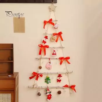 Светодиодное рождественское настенное украшение, рождественская елка, подвесная с маленькими подвесками, светящиеся рождественские елочные подвесные украшения для домашнего декора, для внутреннего и наружного использования зелёный
