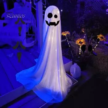 Светодиодное украшение с призраками на Хэллоуин, жуткий уличный декор с гирляндами, реалистичные статуи призраков, украшение для двора, патио, сада S B