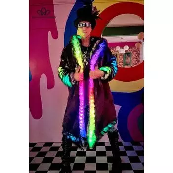 Светодиодное вечернее платье, шуба, пальто, мужской костюм для косплея, мужская высококачественная шуба из искусственного меха, повседневное пальто S