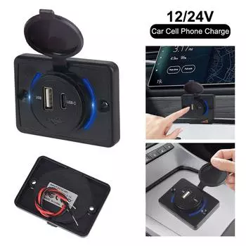 Светодиодное зарядное устройство для автомобиля, морской лодки, автофургона, USB-порт, зарядное устройство, гнездо, адаптер, водонепроницаемые автомобильные детали 12 В/24 В QC3.0+PD, автомобильный аксессуар Blue