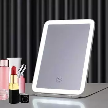 Светодиодное зеркало для макияжа для путешествий, косметические зеркала с подсветкой и регулируемой яркостью, компактное, тонкое, перезаряжаемое зеркало с подсветкой