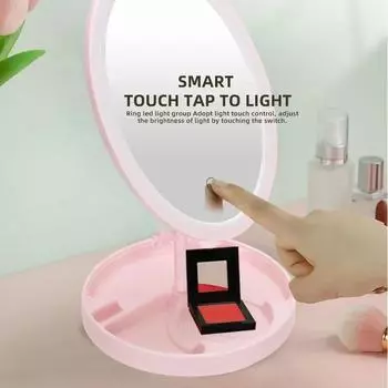 Светодиодное зеркало для макияжа с подсветкой, настольное вращающееся косметическое зеркало с подсветкой, USB-зеркало с регулируемым затемнением