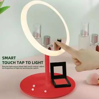 Светодиодное зеркало для макияжа, студенческое общежитие, косметическое зеркало для макияжа со световым наполнителем, лупа с 5 присяжными, вращающаяся на 90 °, складная