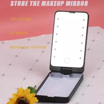 Светодиодное зеркало для макияжа, заполняющий светильник, дорожный чехол для хранения, пыленепроницаемый, складной, вращающийся, с зарядкой через USB, косметическое зеркало для общежития
