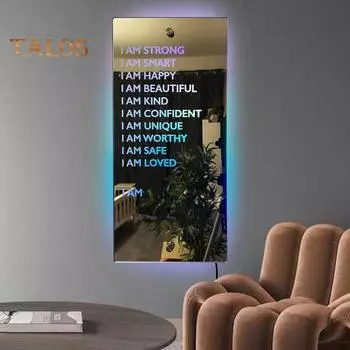 Светодиодное зеркало, светящееся в темноте, декоративное тонкое мастерство, полезное светящееся светодиодное поощрительное зеркало, настенное художественное украшение, домашний декор серебряный