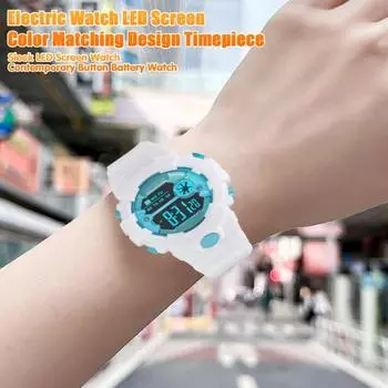 Светодиодные электронные часы, водонепроницаемые, противоскользящие, регулируемый ремешок, круглый циферблат, детские, студенческие, повседневные, спортивные, цифровые наручные часы, подарок на день рождения