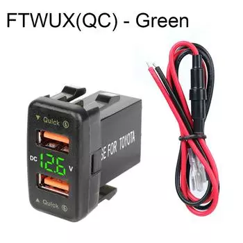 Светодиодные автомобильные аксессуары, адаптер питания для Toyota, двойной USB 12-24 В, вольтметр, QC, автомобильное зарядное устройство, быстрая зарядка для мобильного телефона