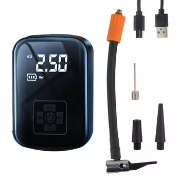 Светодиодные аксессуары для шин ЖК-дисплей Автомобильный электрический воздушный насос для накачивания шин Беспроводной насос для накачивания шин Мотоцикл Велосипедный мяч чёрный