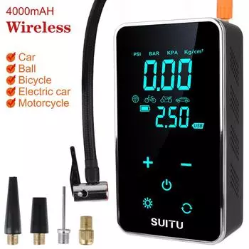 Светодиодные аксессуары для шин ЖК-дисплей Автомобильный электрический воздушный насос для накачивания шин Беспроводной насос для накачивания шин Мотоцикл Велосипедный мяч чёрный
