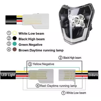 Светодиодные аксессуары Фары для мотоциклов ближнего света Универсальные фары дальнего света для 150 250 350 450 Фара для мотоциклов KTM Off-Road Night Light чёрный