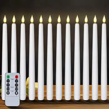 Светодиодные беспламенные конические свечи 6,5/11 дюймов, работающие от батареек, мерцающие поддельные подсвечники, электрические длинные свечи для свадебного домашнего декора
