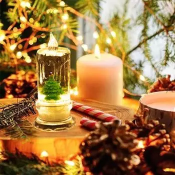 Светодиодные беспламенные свечи на батарейках, рождественские свечи с Санта-Клаусом внутри, снеговиком, Рождество Santa Claus