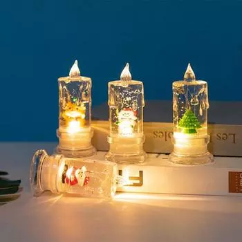 Светодиодные беспламенные свечи, работающие от батареек, рождественские свечи с фигуркой Санта-Клауса, снеговика, елки, оленя, праздничные беспламенные свечи для домашнего декора Santa Claus