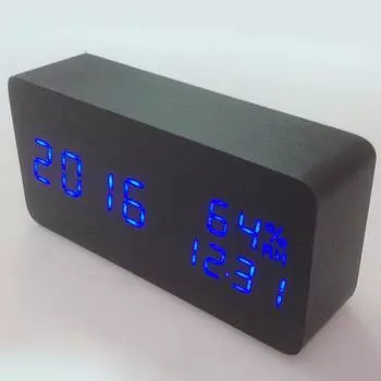 Светодиодные будильники с управлением звуком, деревянные Despertador, дисплей температуры, электронный будильник, настольные часы, цифровые деревянные настольные часы