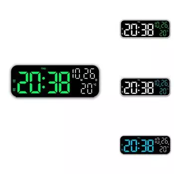 Светодиодные часы, цифровые настенные часы с 3-ступенчатой регулировкой яркости, температурой, функцией обратного отсчета, настенные часы с голосовым управлением для офиса, спальни blue light белый