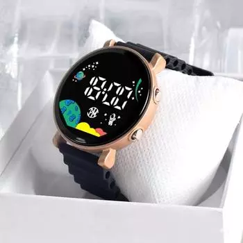 Светодиодные часы-космонавт, стильный силиконовый ремешок, противоударный, устойчивый к падению, цифровой дисплей, часы с точным временем чёрный