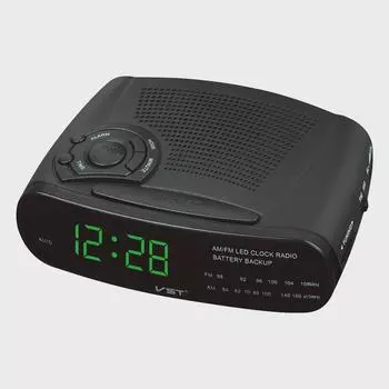 Светодиодные часы-радио с будильником, каналами AM/FM и функцией повтора сигнала зелёный