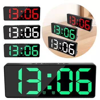 Светодиодные часы с голосовым управлением, 12/24-часовой температурой, повтором сигнала, функцией «антибеспокойство», настольными часами, цифровым будильником черный белый
