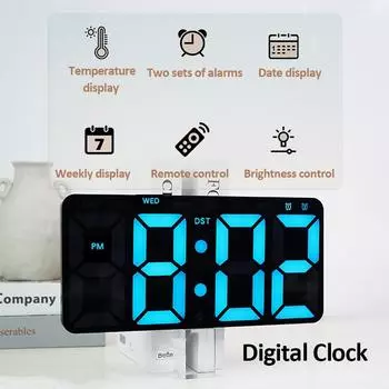 Светодиодные цифровые часы, многофункциональные электронные часы с двойным будильником/обратным отсчетом/температурой/отображением даты, простые настенные часы для спальни белый