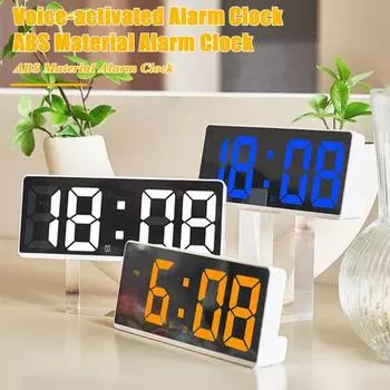 Светодиодные цифровые часы с большим дисплеем, формат 12/24 часа, функция повтора сигнала, регулировка яркости, современные электрические маленькие бесшумные часы белый