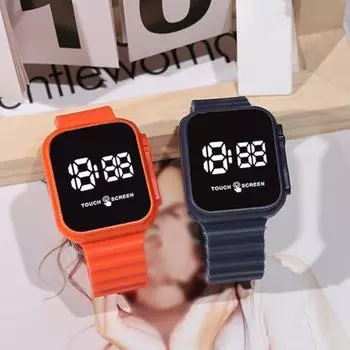 Светодиодные цифровые часы с квадратным циферблатом, большой экран, регулируемый ремешок на запястье, точный цвет дисплея, модные спортивные электронные часы для мужчин