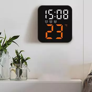 Светодиодные цифровые настенные часы с дисплеем времени и температуры, настольный будильник с регулируемой яркостью, домашний декор рабочего стола, электронные часы зелёный
